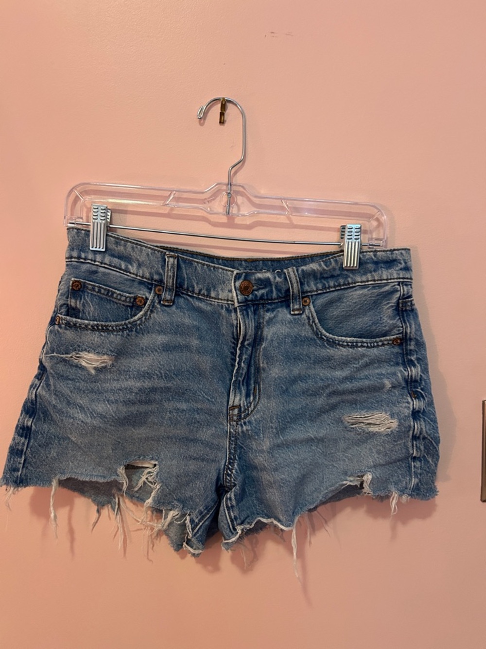 American Eagle Outfitters Distressed Denim Shorts - Blue